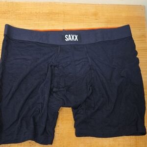 Saxx Men's Navy Boxer Briefs with Orange Trim